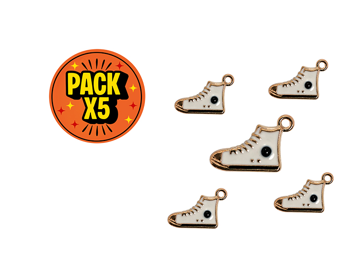 Dije Esmaltado Converse Blancas Dorado x 5 unidades